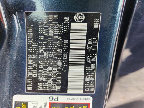 2012 TOYOTA CAMRY