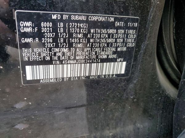2019 SUBARU ASCENT Limited 8+ES+KA