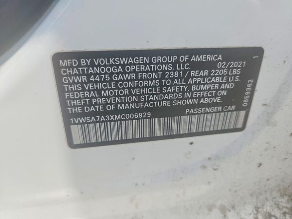 2021 VOLKSWAGEN PASSAT SE