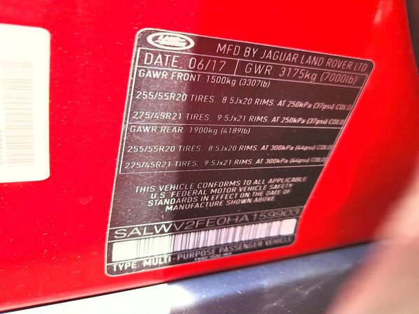 2017 LAND ROVER RANGE ROVER SPORT