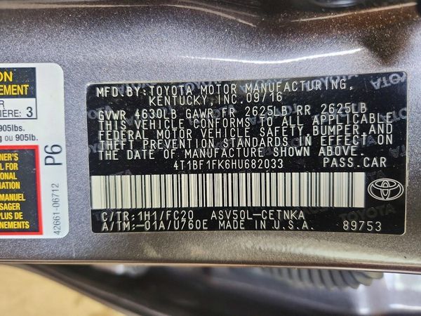 2017 TOYOTA CAMRY LE/SE/XLE/XSE
