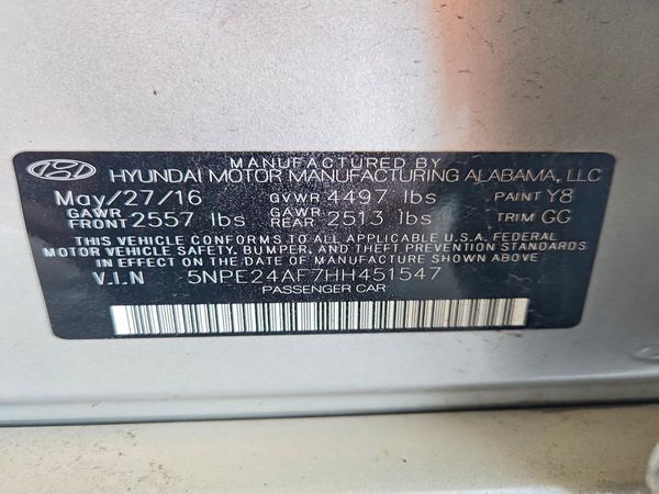 2017 HYUNDAI SONATA SE, Eco