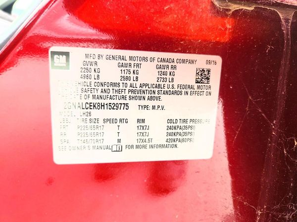2017 CHEVROLET EQUINOX LT / FL