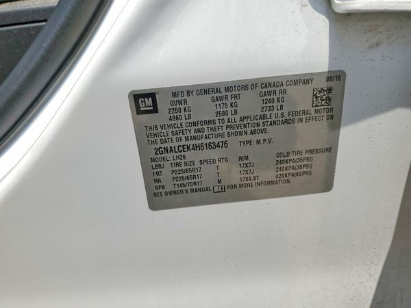2017 CHEVROLET EQUINOX LT / FL