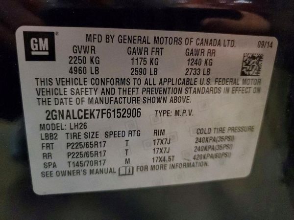 2015 CHEVROLET EQUINOX 2LT
