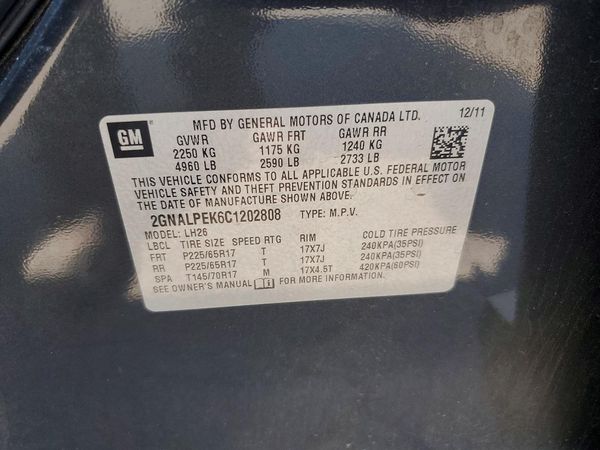 2012 CHEVROLET EQUINOX 2LT