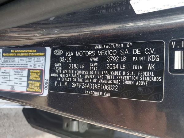 2019 KIA FORTE FE/LX/LXS