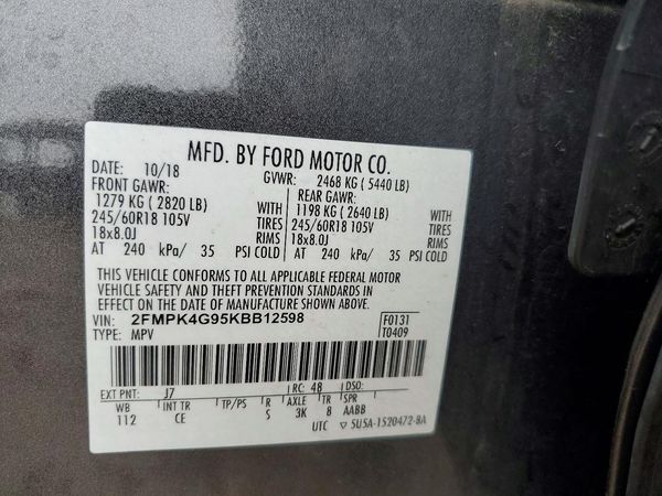 2019 FORD EDGE — VINS