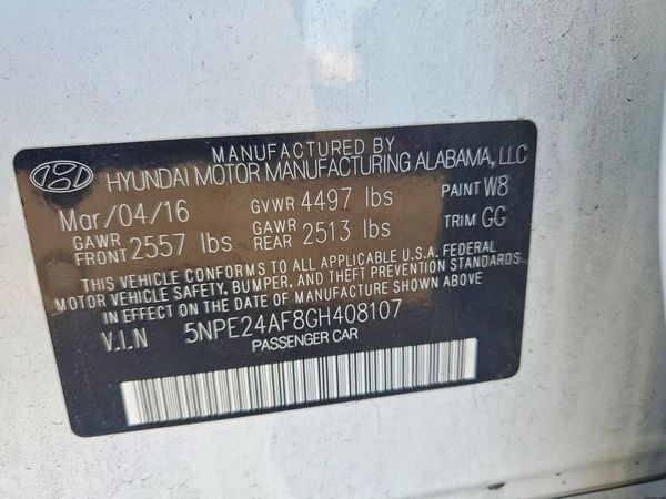 2016 HYUNDAI SONATA