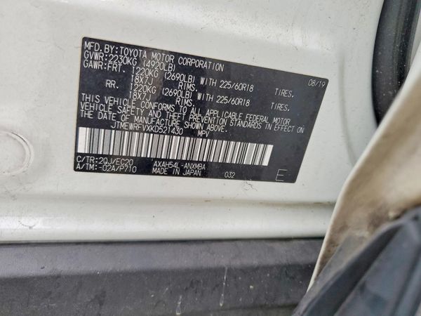 2019 TOYOTA RAV4 XSE HV 4WD — VINS