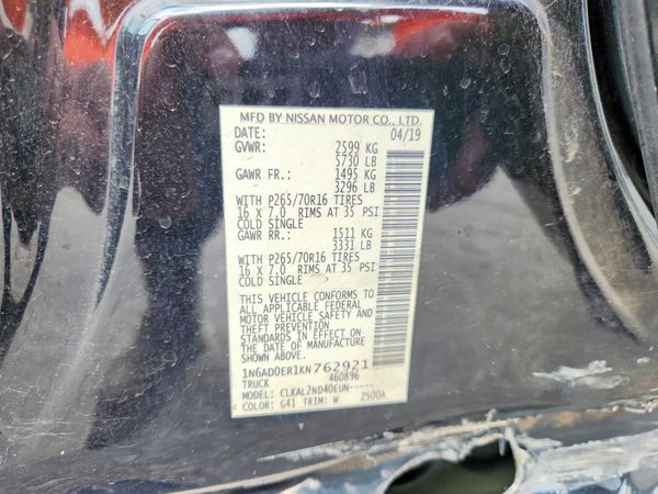 2019 NISSAN FRONTIER