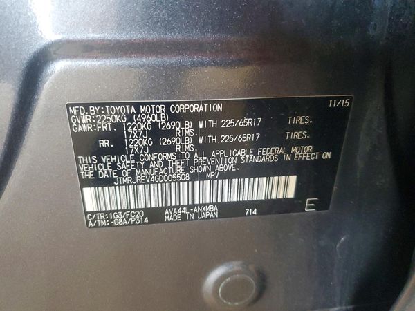 2016 TOYOTA RAV4 XLE (M Grade)