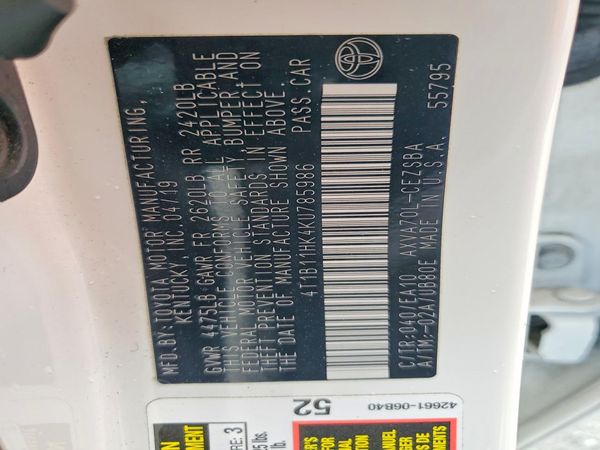2019 TOYOTA CAMRY L/LE/SE/XLE