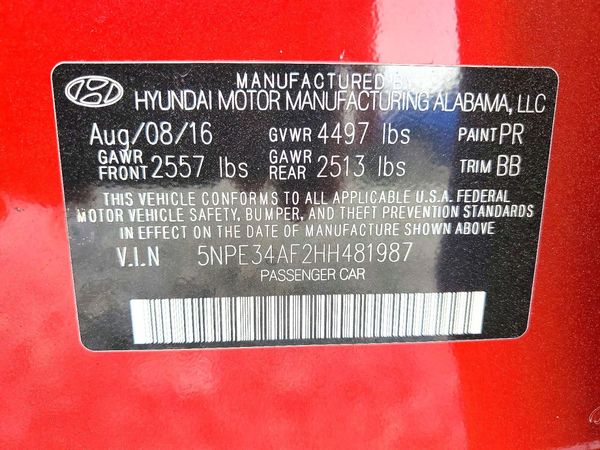 2017 HYUNDAI SONATA