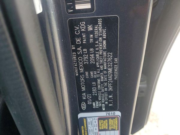 2021 KIA FORTE FE, LXS