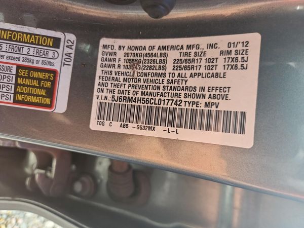 2012 HONDA CRV EX — VINS