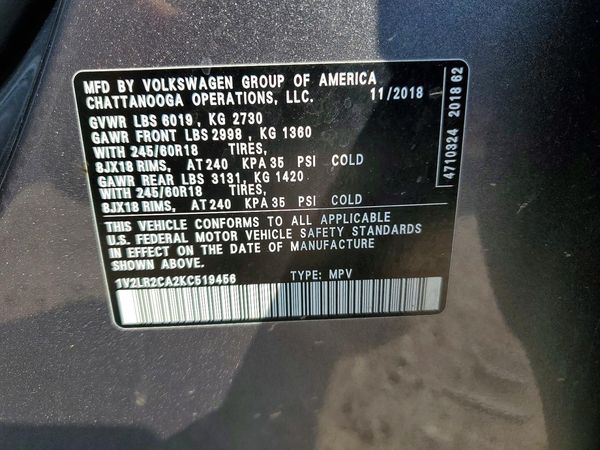2019 VOLKSWAGEN ATLAS