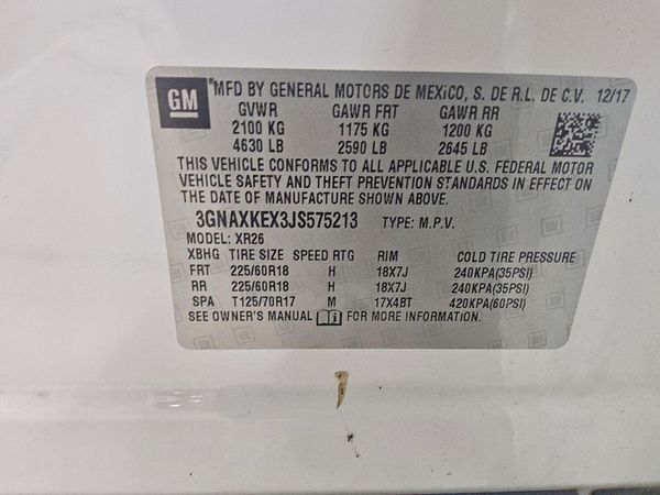 2018 CHEVROLET EQUINOX LT (2LT) — VINS