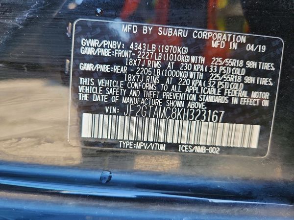 2019 SUBARU CROSSTREK Limited+ES+BSD — VINS