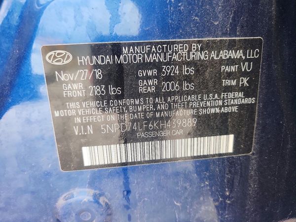 2019 HYUNDAI ELANTRA