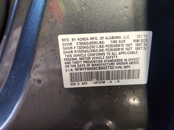 2012 HONDA PILOT EX-L