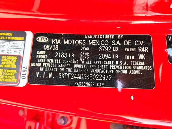 2019 KIA FORTE FE/LX/LXS