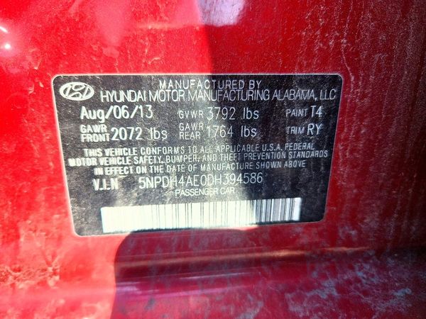 2013 HYUNDAI ELANTRA — VINS