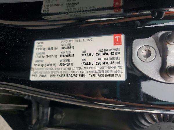 2018 TESLA MDL 3