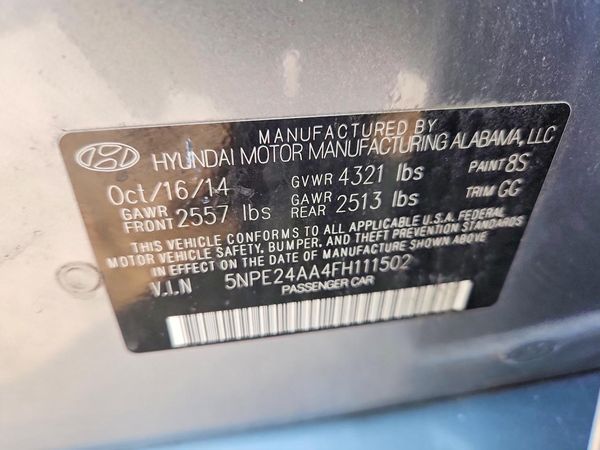 2015 HYUNDAI SONATA SE, ECO