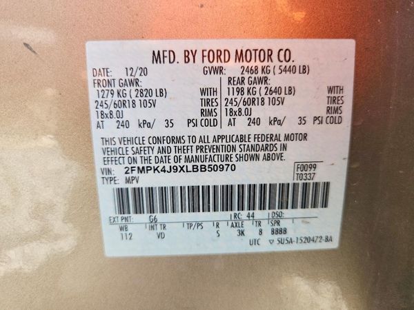 2020 FORD EDGE SEL — VINS