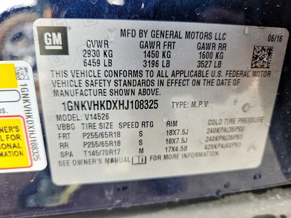 2017 CHEVROLET TRAVERSE 2LT