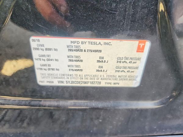 2019 TESLA MODEL X — VINS