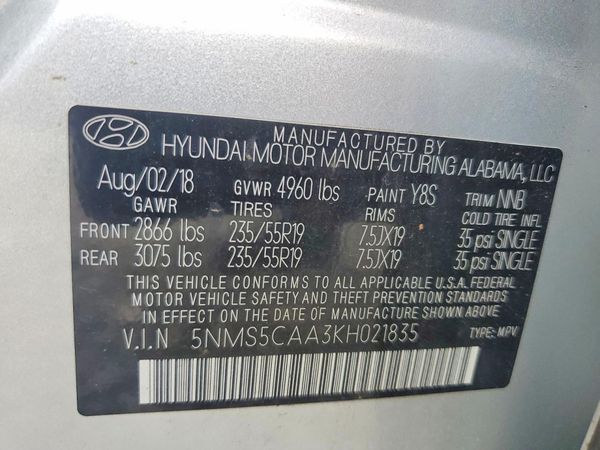 2019 HYUNDAI SANTA FE Limited, Ultimate