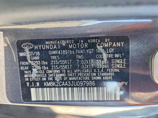 2018 HYUNDAI KONA SEL