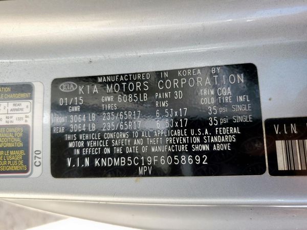 2015 KIA SEDONA GL - Middle-low
