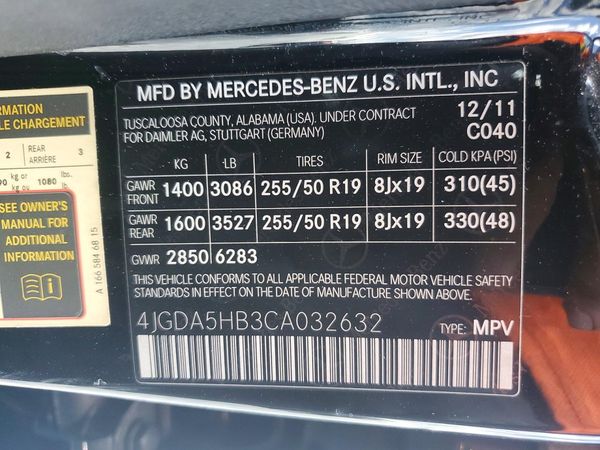 2012 MERCEDES-BENZ ML