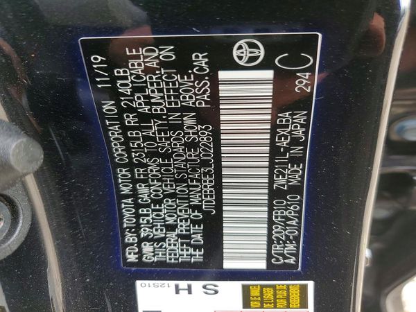 2020 TOYOTA COROLLA LE