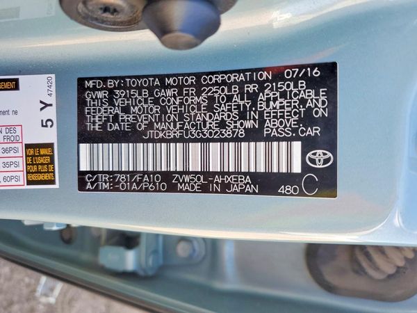 2016 TOYOTA PRIUS One/Two
