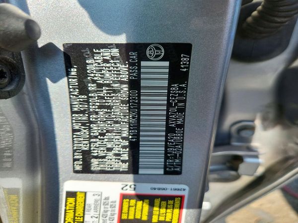 2019 TOYOTA CAMRY L/LE/SE/XLE — VINS