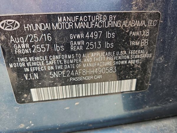 2017 HYUNDAI SONATA SE, Eco — VINS