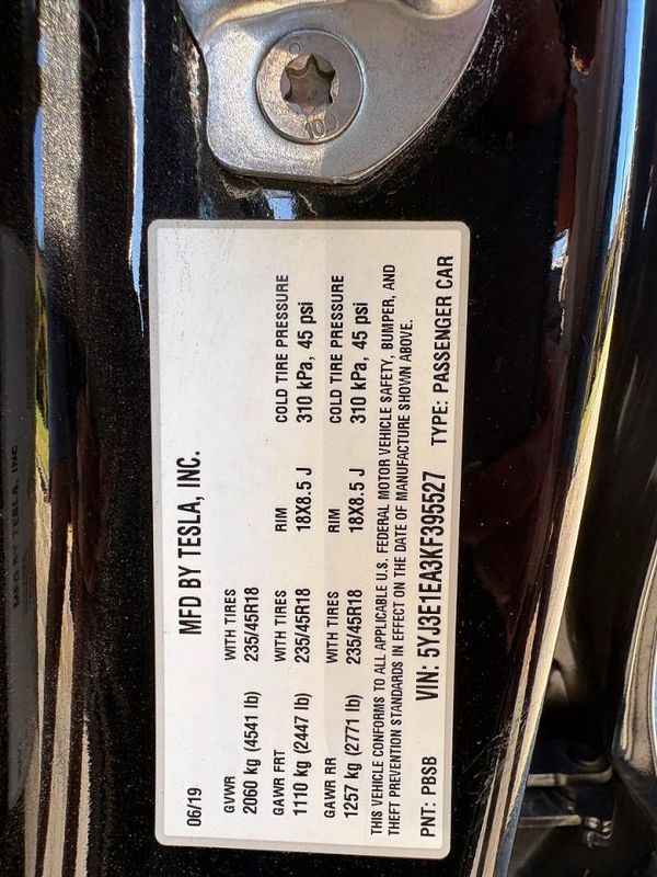 2019 TESLA MODEL 3