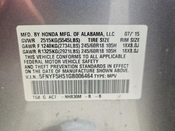 2016 HONDA PILOT EXL