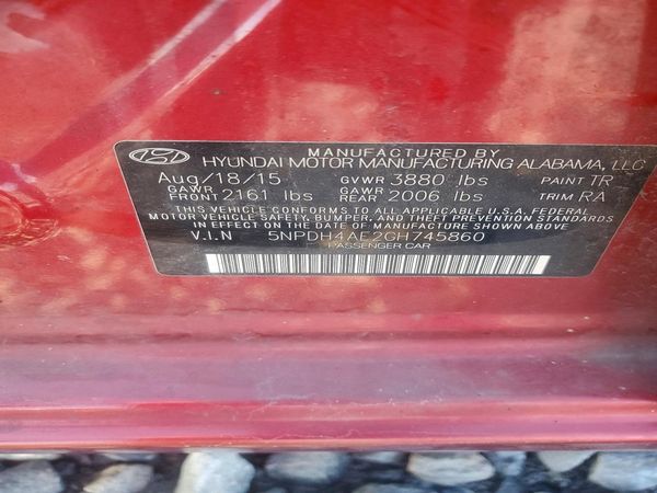 2016 HYUNDAI ELANTRA — VINS