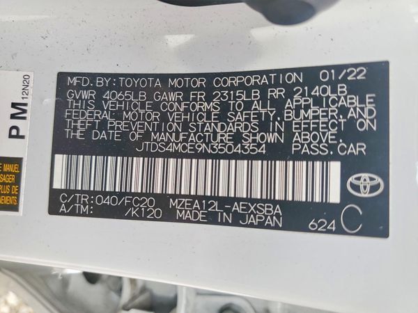 2022 TOYOTA COROLLA