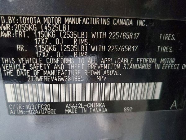 2016 TOYOTA RAV4 XLE (M Grade)
