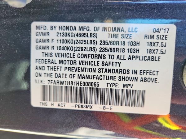 2017 HONDA CRV EX-L/EX-L Navi