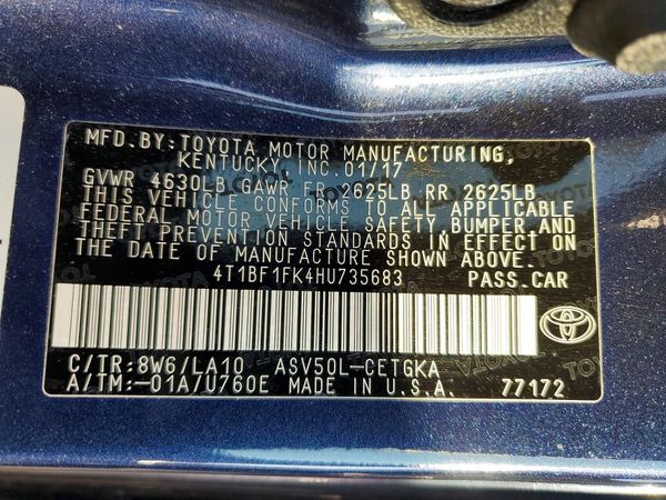 2017 TOYOTA CAMRY LE/SE/XLE/XSE