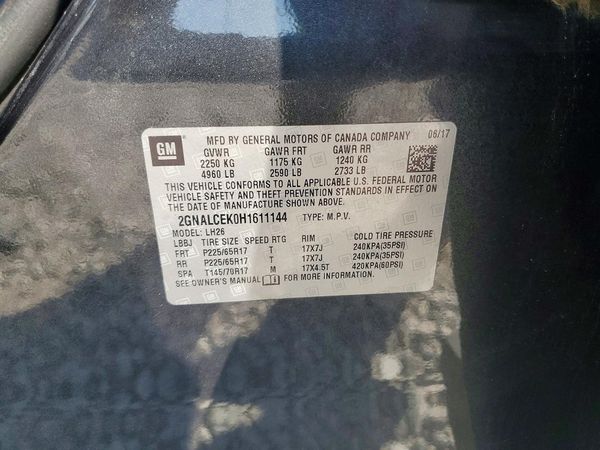 2017 CHEVROLET EQUINOX LT / FL