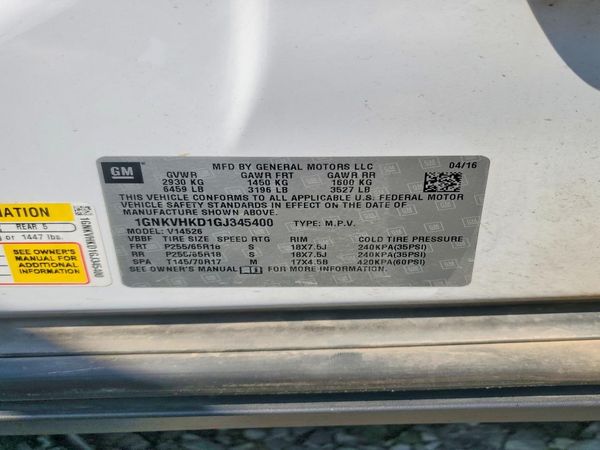 2016 CHEVROLET TRAVERSE 2LT