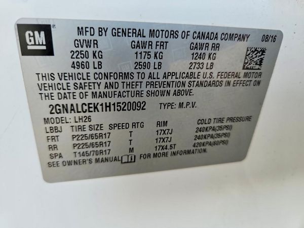 2017 CHEVROLET EQUINOX LT / FL